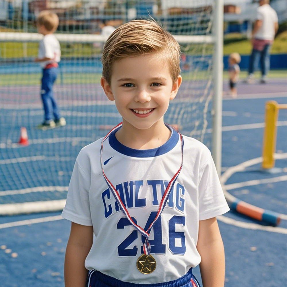 Five-pointed Star Medal Gold Silver Copper Three-color Star Plating Hangtag Children's Games Awards Party Small Gift Toys