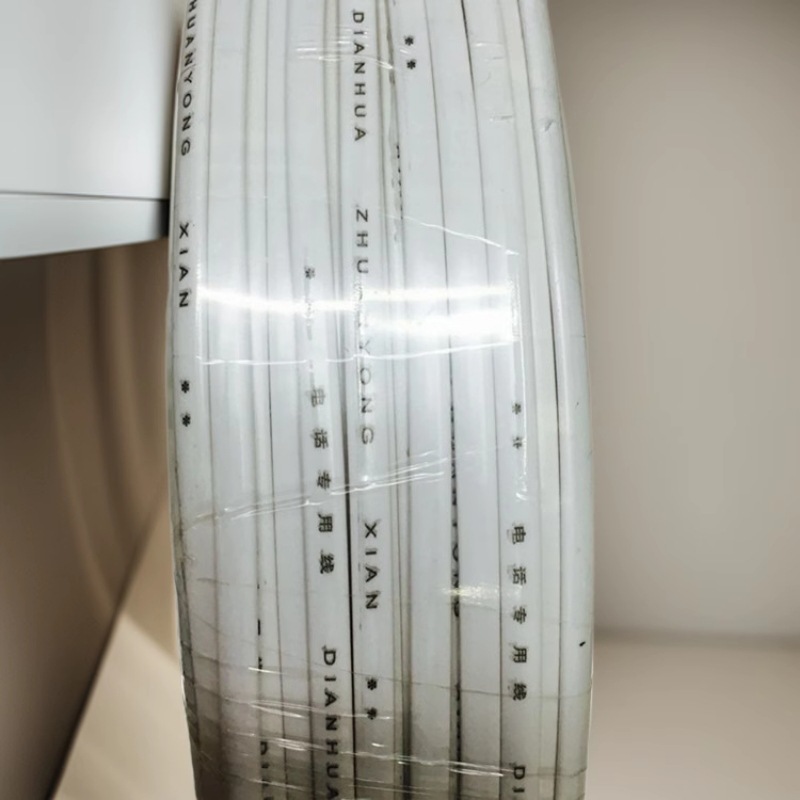 Factory Wholesale RJ11 Line 2 Core Flat Telephone Line Two Core Flat Telephone Line 100m Telephone Line White