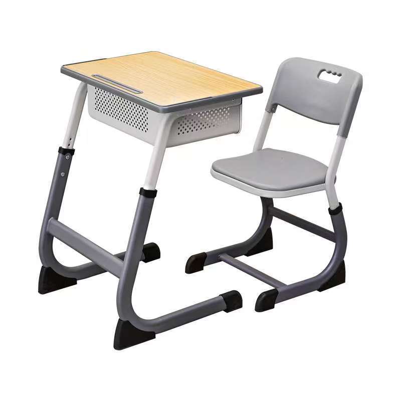 Cross-Border Desks and Chairs School Wholesale Tutoring Lunch Break Adjustable Desks and Chairs Plastic Single Table Study Table and Chairs Direct Supply