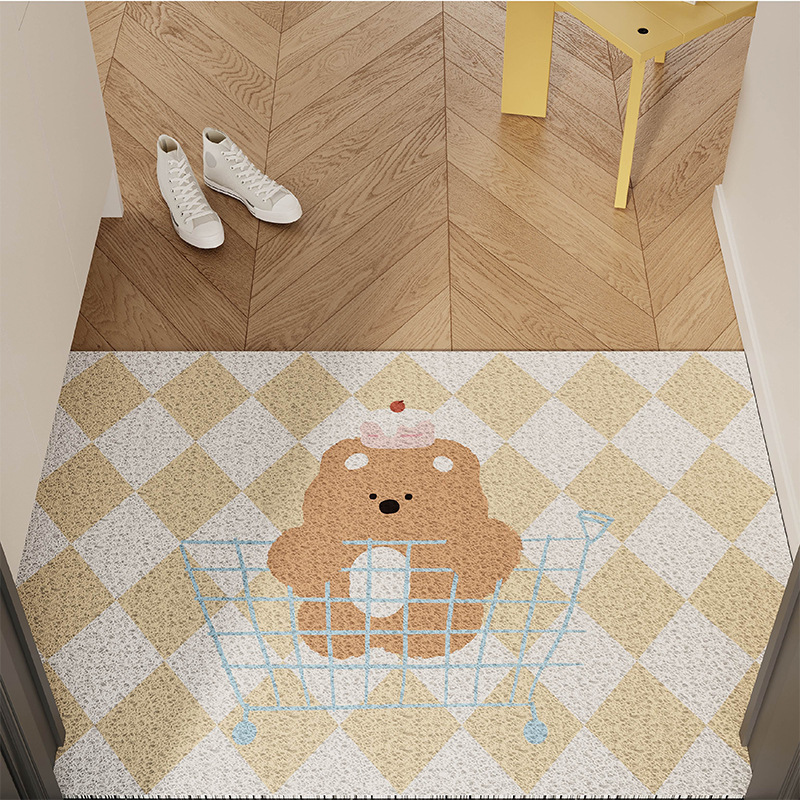 Japanese-Style Candy Bear Cartoon Cute Entryway Floor Mat Silk Loop Non-Slip Foot Mat Blanket Entrance Mat Cuttable