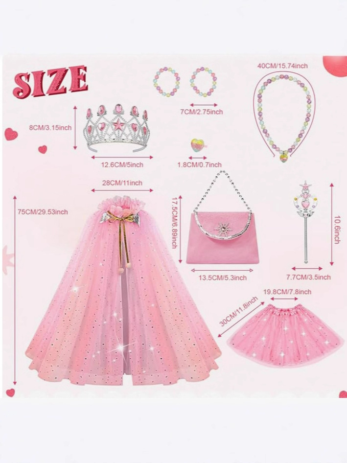 Cross-Border Children's Elsa Princess Cape Cape Suit Little Girl Evening Dress Cape Necklace Crown Bag