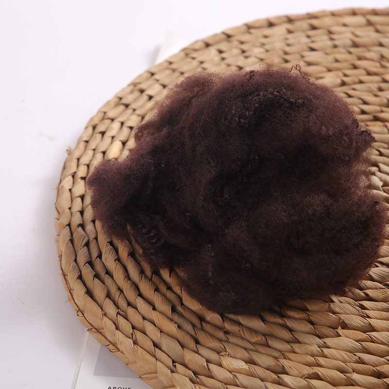 Polyester staple fiber dark red coffee recycled polyester fiber 3D * 65mm chemical fiber textile raw material special yarn fancy yarn