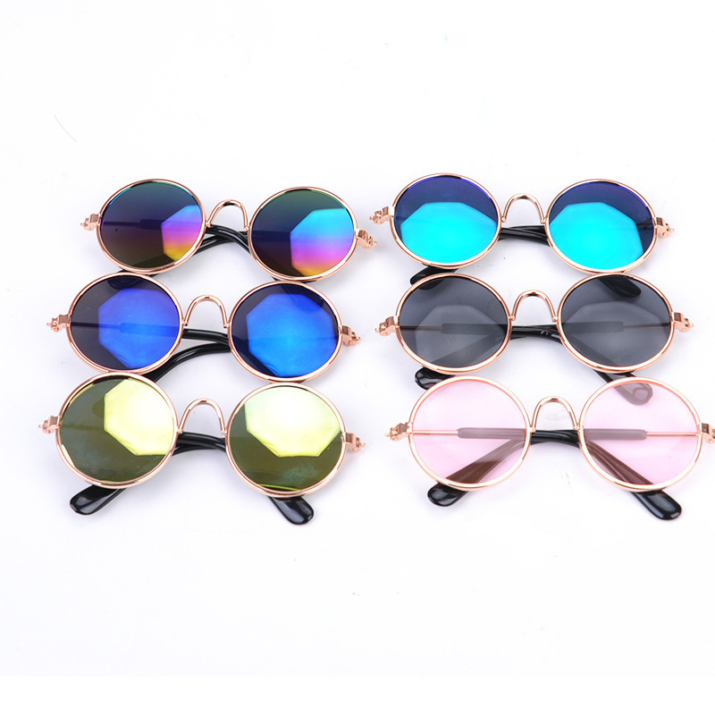 Fashion Pet Cat Prince Mirror Metal Toy Round Frame Prince Glasses Internet Popular Pet Photo Glasses
