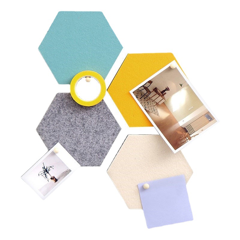 Cross-border felt hexagonal wall stickers color hexagonal cork board photo wall message board self-adhesive sound insulation felt manufacturers
