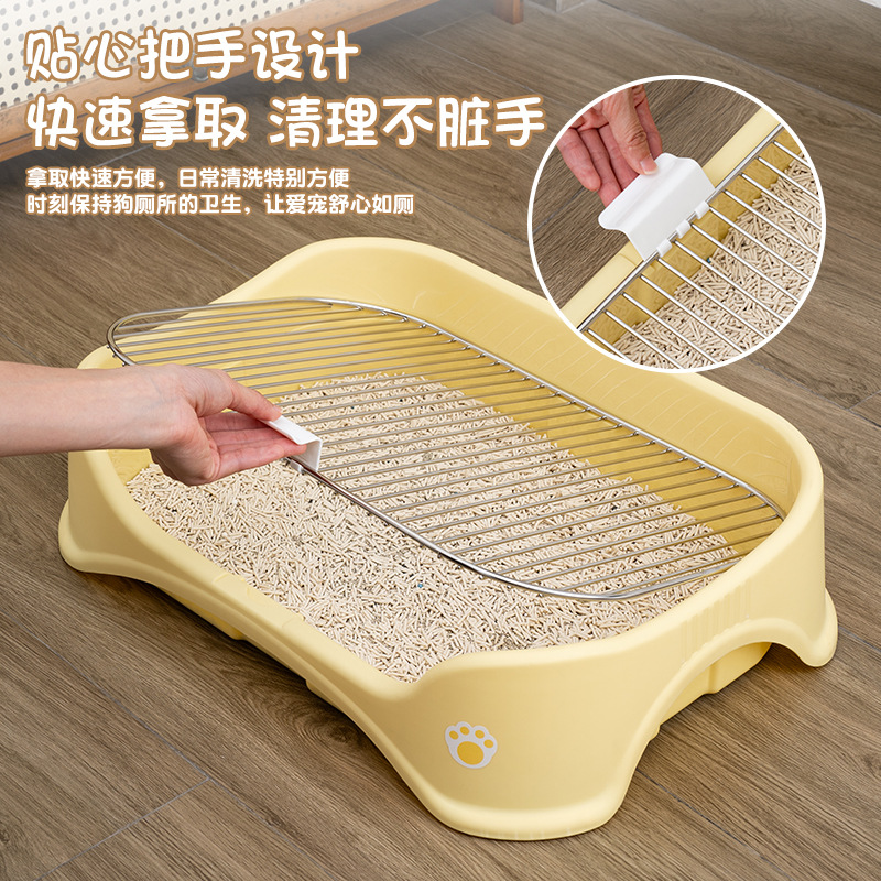 Dog toilet stainless steel mesh frame anti-excrement anti-urine pet dog sand basin thickened small and medium dog bedpan wholesale