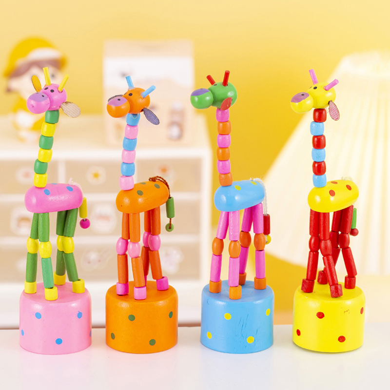 Wooden Dancing Giraffe Desktop Ornaments Decompression Street Stalls Weird Student Toys Puppet Gifts