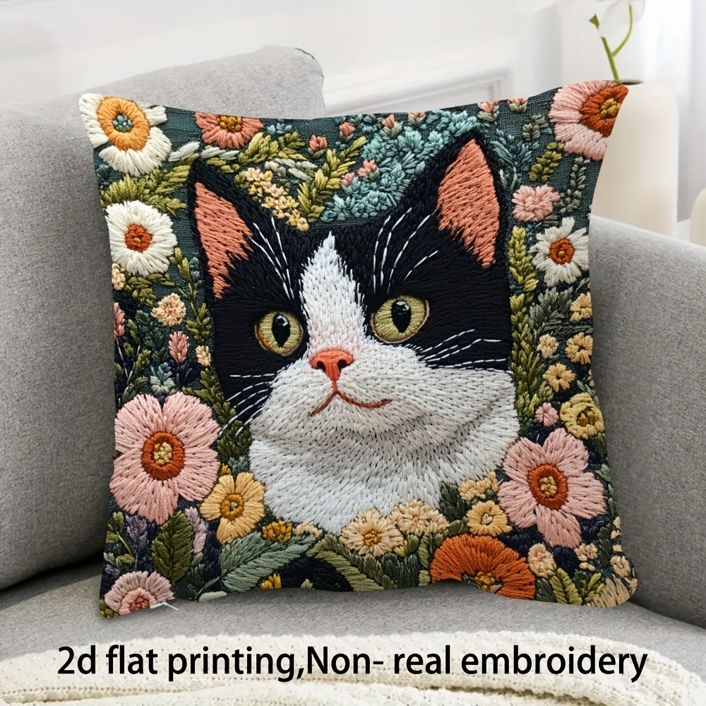 Halloween Black Cat Pillow Cartoon Printed Cushion Cover Amazon Hot Style Home Decoration Linen Sofa Pillow Cover