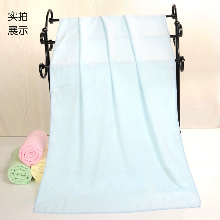 Manufacturers Wholesale 180g 70X140 Microfiber Absorbent Embossed Cartoon Bath Towel Towel Can Logo