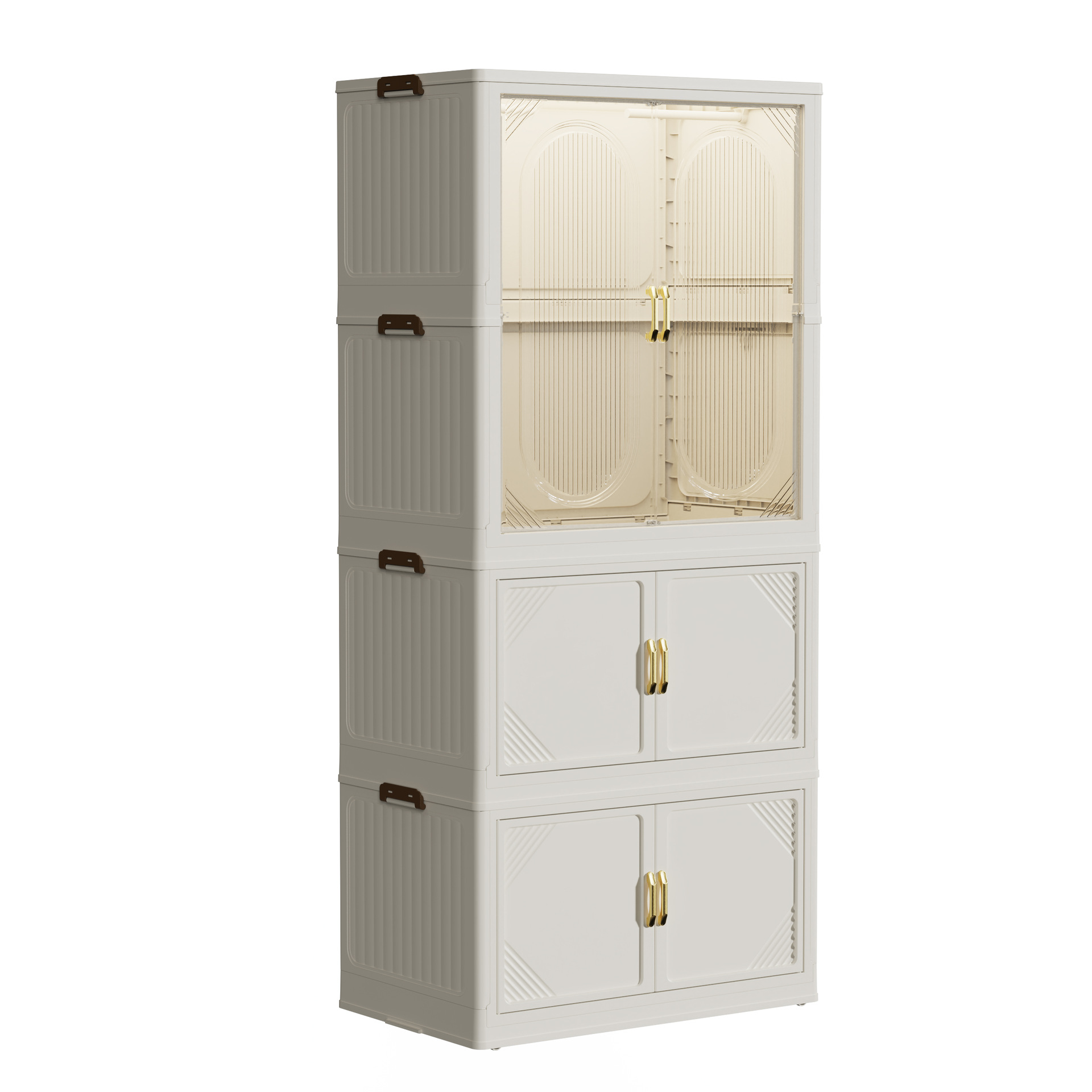 Household Plastic Folding Wardrobe, Installation-Free Double-Door Baby Folding Box, Wardrobe Small Apartment Storage Cabinet