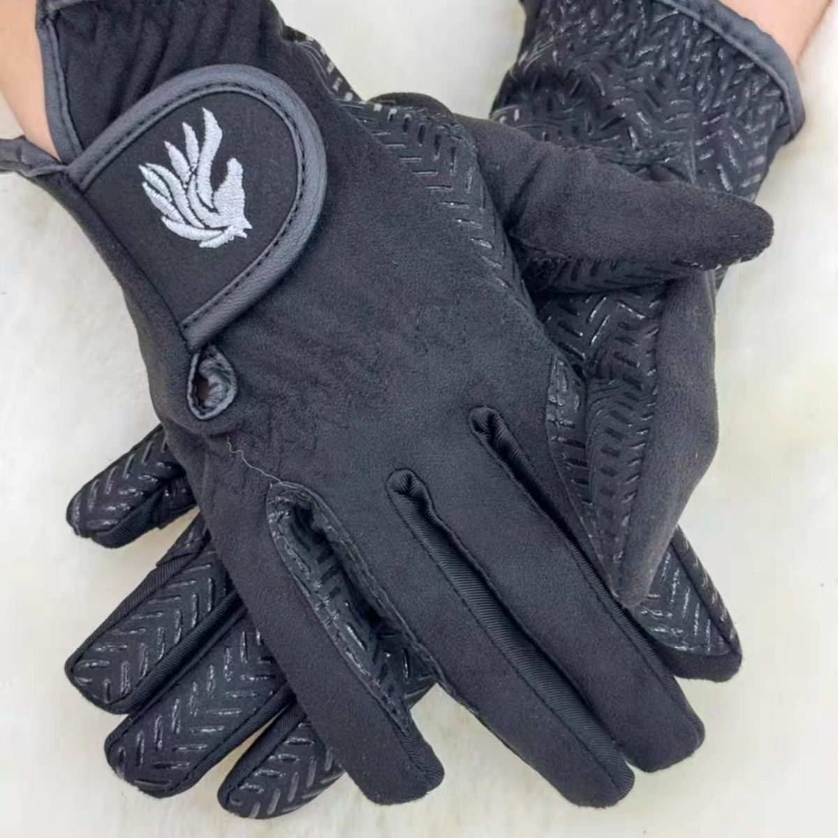 马术手套绒面手套四季成人男女通用耐磨防滑保暖舒适骑士装备运动