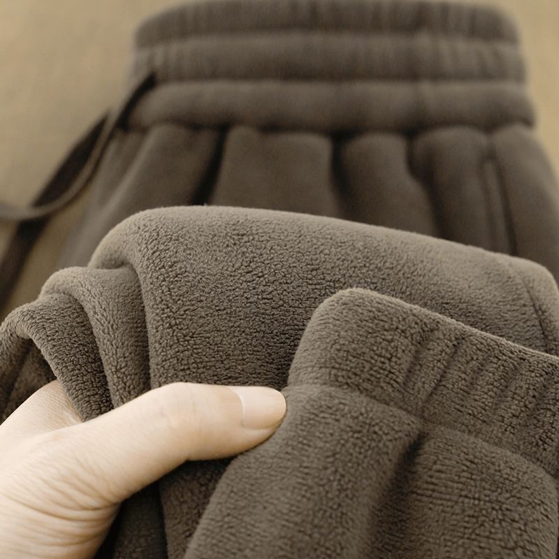 Men's Fleece-Lined Pants Winter Thermal Fleece Sweatpants Versatile Casual Pants High-End Feel Export Cross-Border