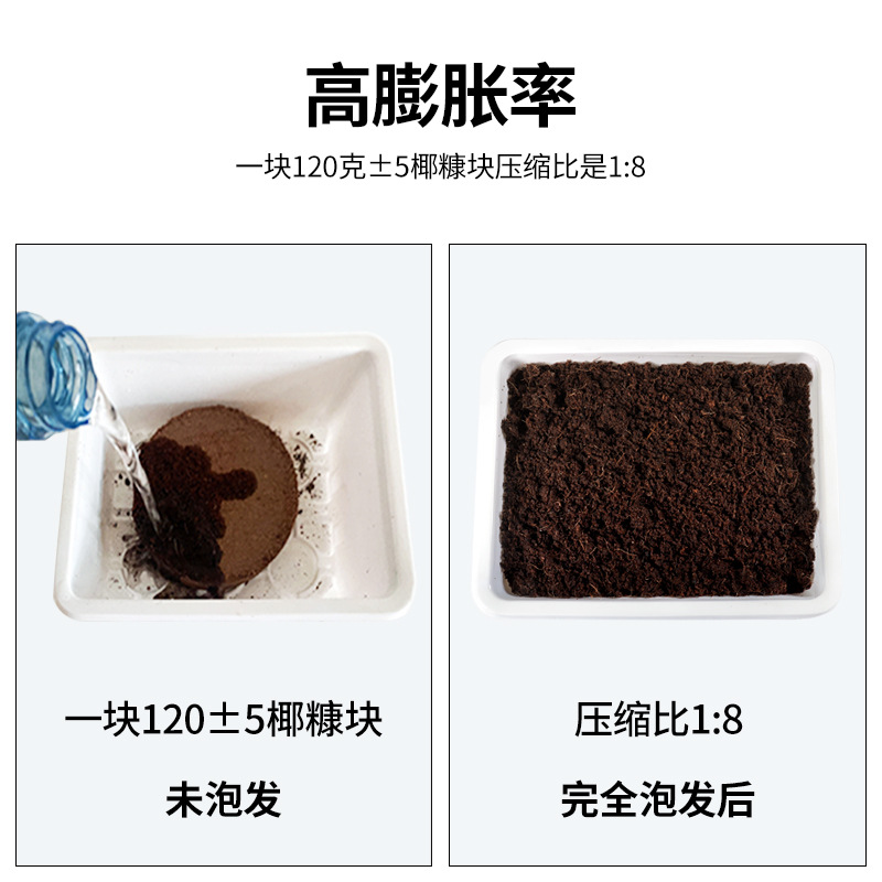 Planting vegetables and meat coconut husk nutrition soil nutrition block compression pure coconut husk medium vegetable planting pure import a generation of hair