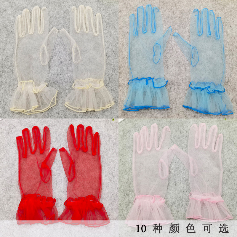 Свадебные перчатки, прозрачные короткие, черные и белые для весны и лета