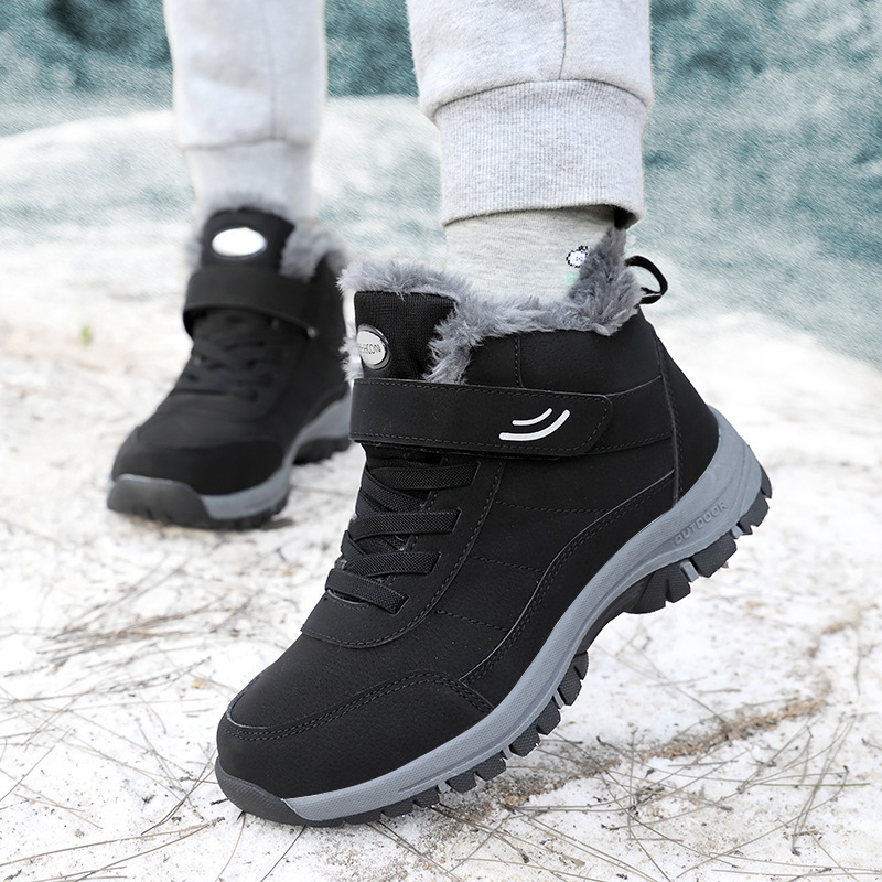 New old men's shoes autumn and winter high-top fleece-lined thick cotton shoes sports non-slip walking shoes mother snow boots couple