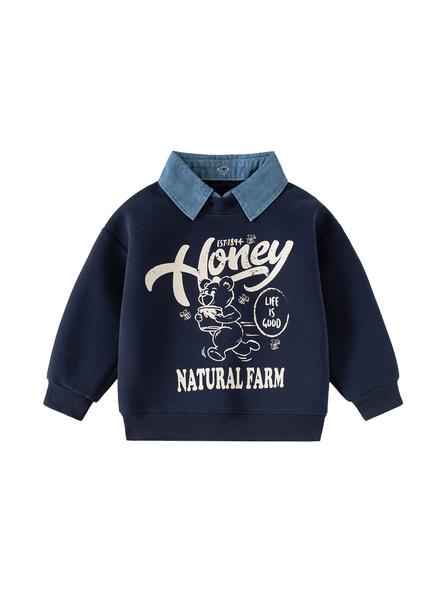 Children's fake two-piece sweater spring new Korean children's clothing boys detachable collar coat tide baby coat wholesale