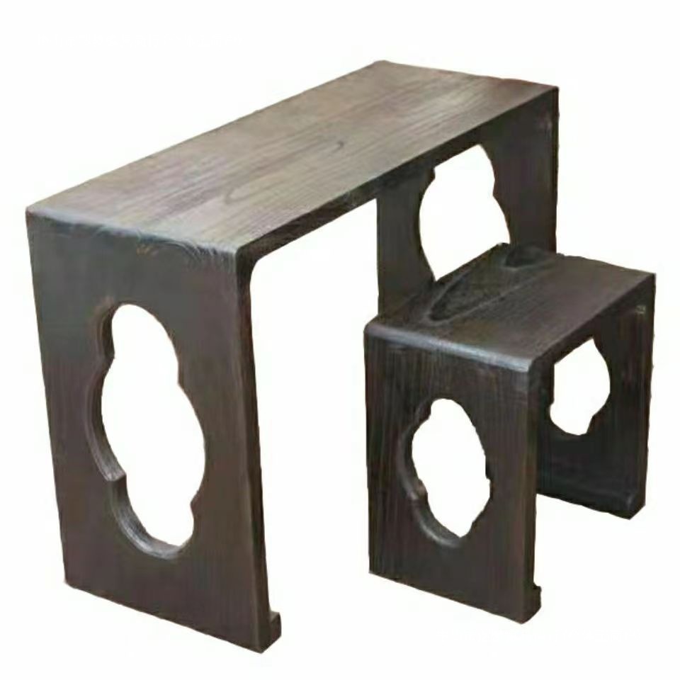 Multifunctional Solid Wood Integrated Table and Stool, Paulownia Wood Guqin Table and Stool, Ancient Style Chinese Calligraphy Integrated Table