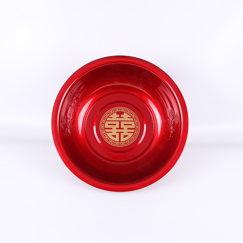 Wedding celebration basin with wedding basin stainless steel wedding basin wedding festive washbasin wedding supplies thickened red wedding washbasin
