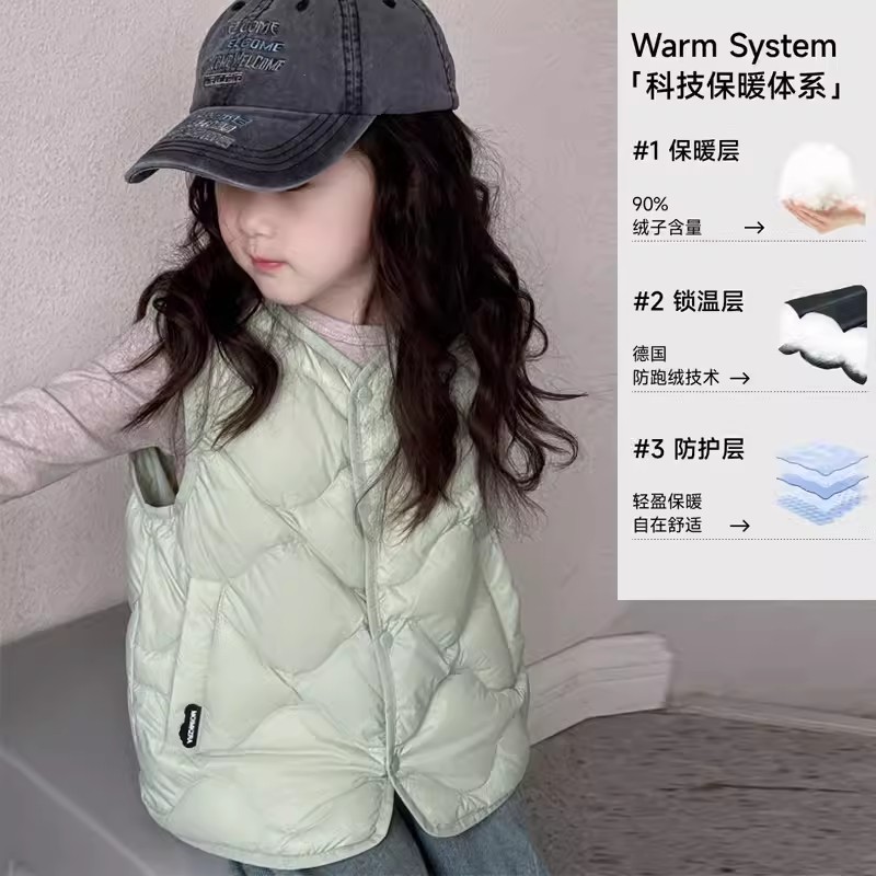 Детский пуховик, внутренний жилет, осень и зима, новый легкий и тонкий жилет с четырехзащитным гусем для больших детей