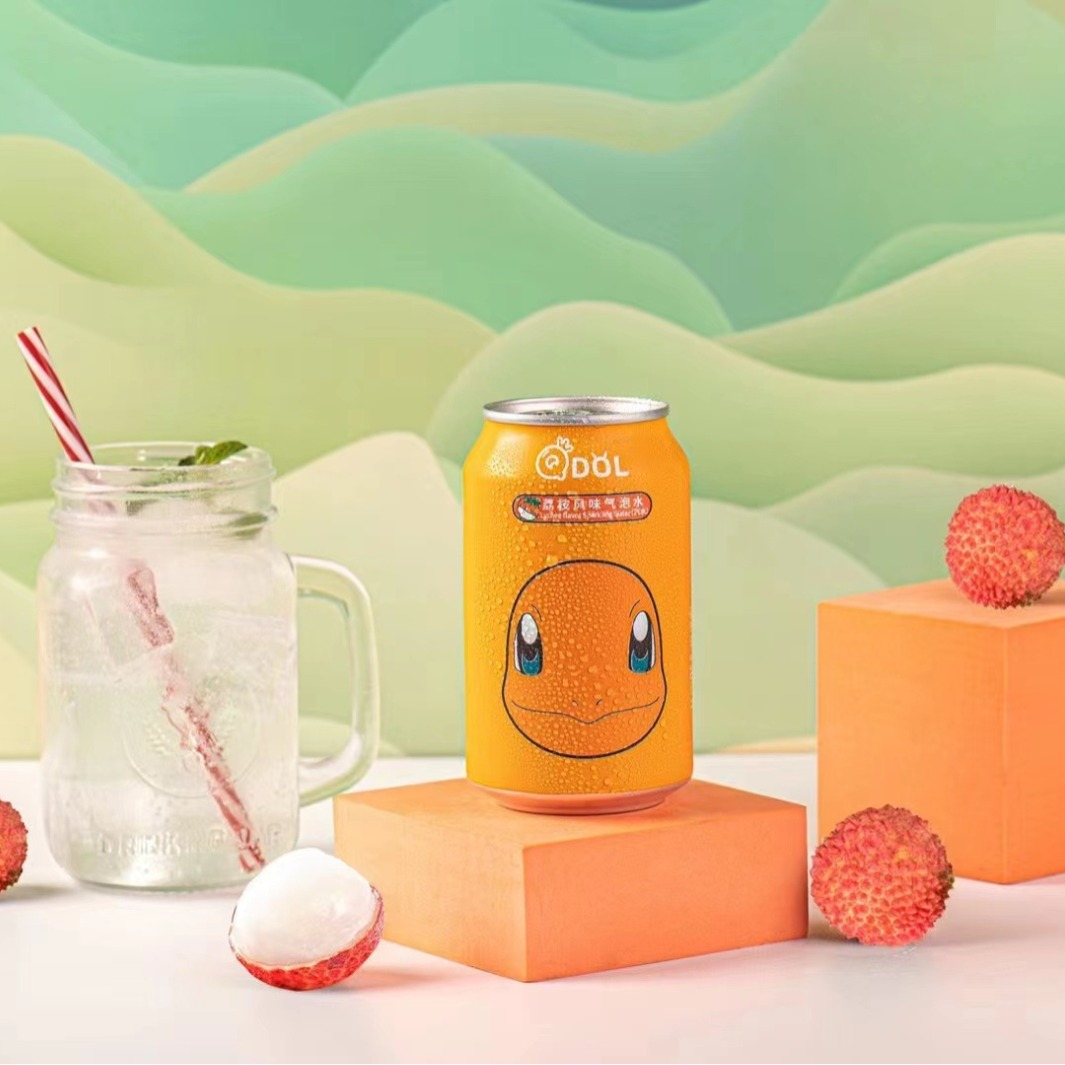 Qdol Pokémon Co-Branded Sparkling Water Q Dou Spongebob Squarepants White Peach Flavored Carbonated Beverage Wholesale