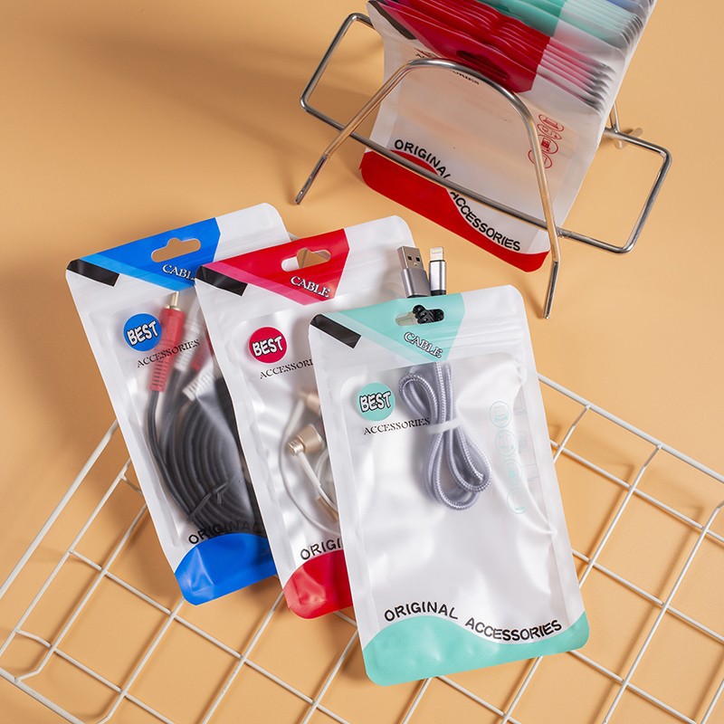 Data Cable Packaging Bag USB Translucent Ziplock Bag 2.3m Charging Cable U Disk Universal Colorful Printed Seal Bag