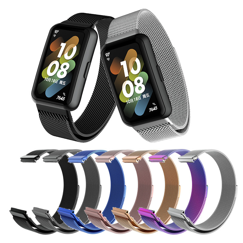 For Huawei Bracelet 89 Strap Milan Nice Glory 7 Universal Milan Magnetic Stainless Steel Metal Magnetic