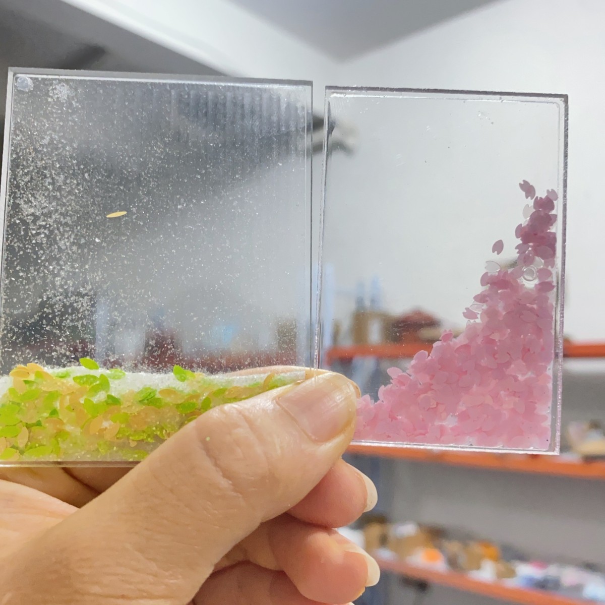 Acrylic Quicksand Embryo Acrylic Quicksand Box Special-Shaped Metal Refrigerator Magnet Quicksand Embedded Quicksand