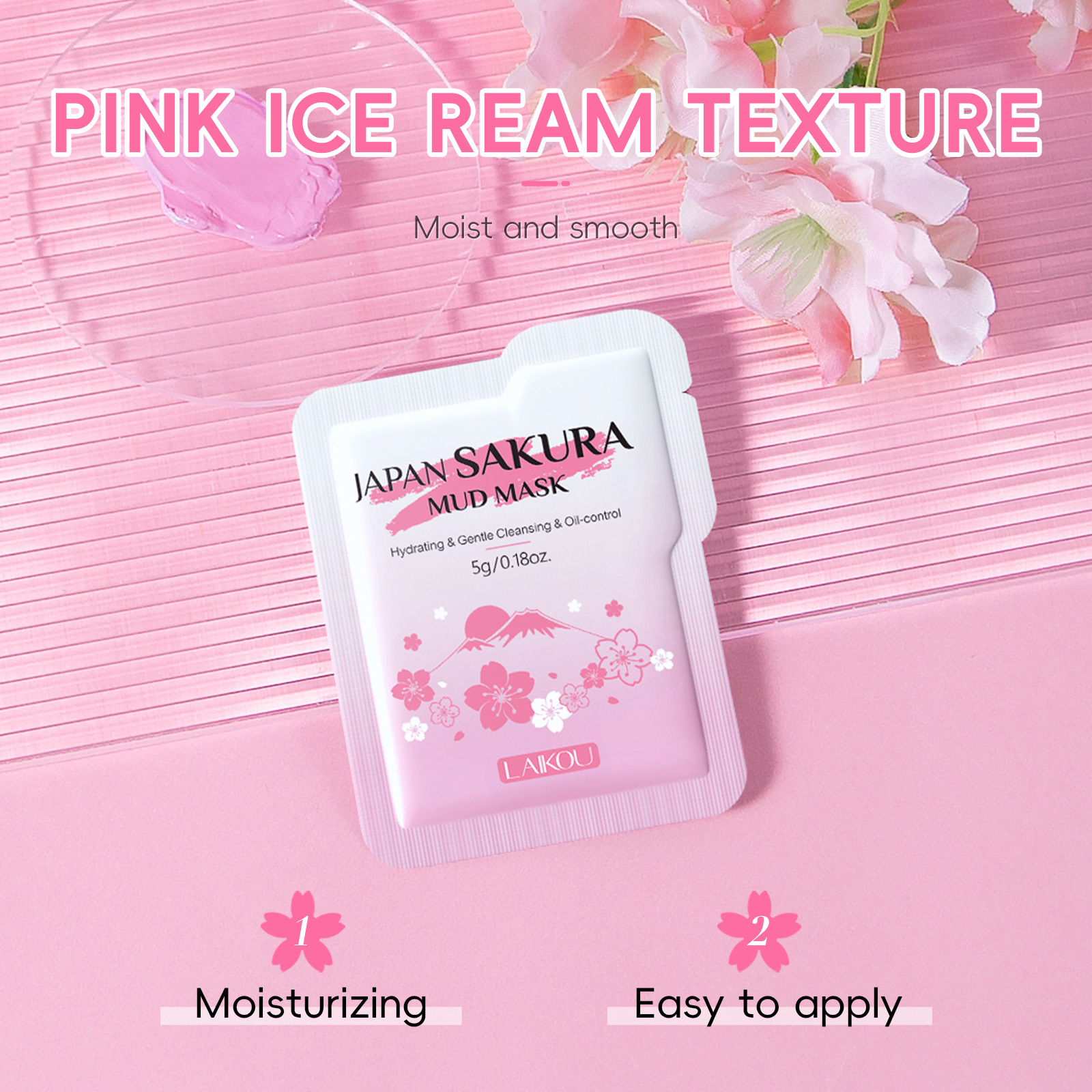 New Product Laiko Sakura Mud Mask Sheet Single Pack 5g Cleans Pores, Hydrates and Moisturizes Cross-Border Manufacturer Spot