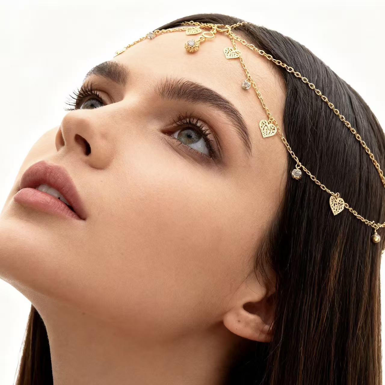 New European and American Tassel Chain Foreign Trade New Hair Accessories Street Photography Super Shiny Wave Headband Headband Cross-Border