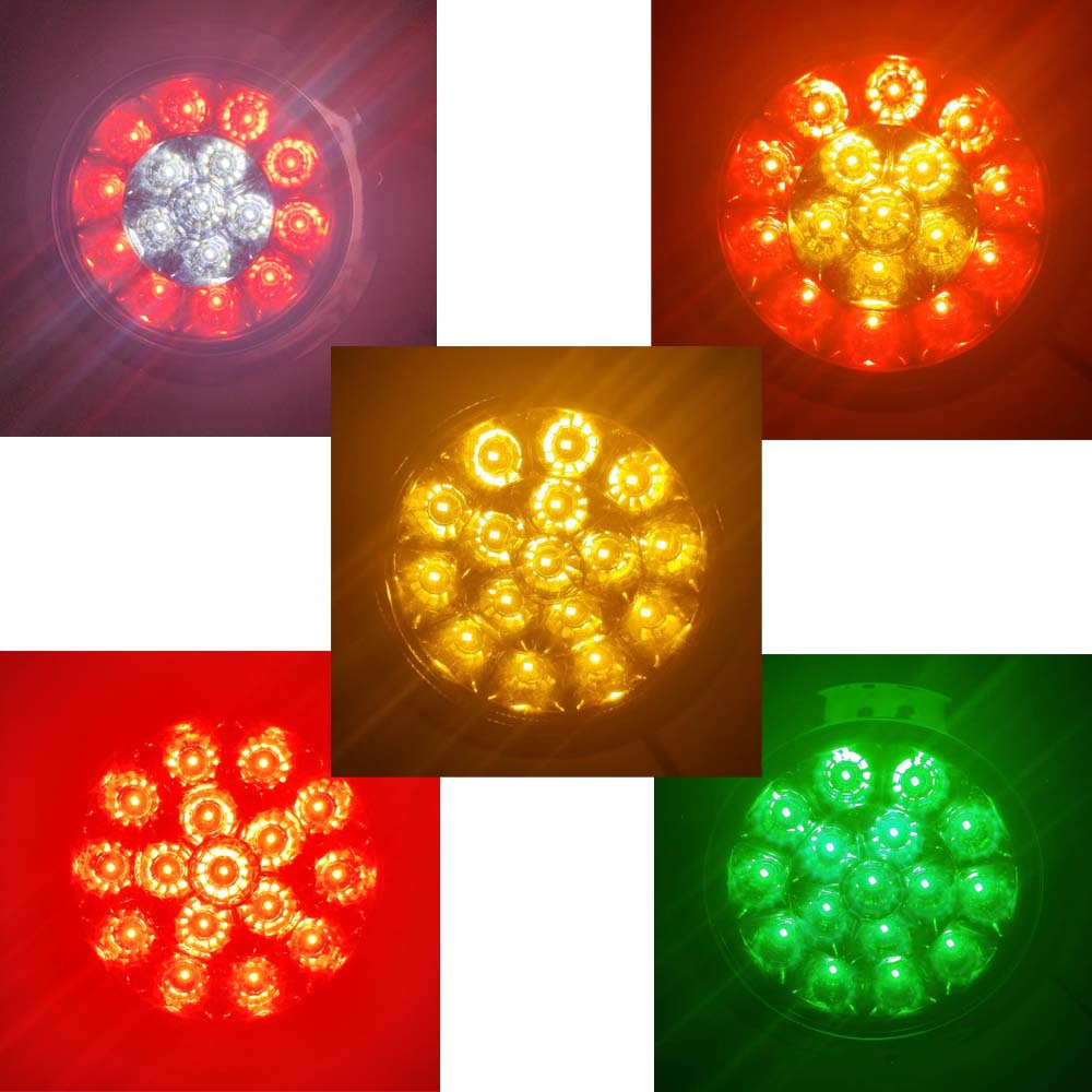 Trailer Tail Light Turn Signal Brake Light Truck Tail Light Rubber Light 4inch Round Light 12V24V Dual-Color Tail Light