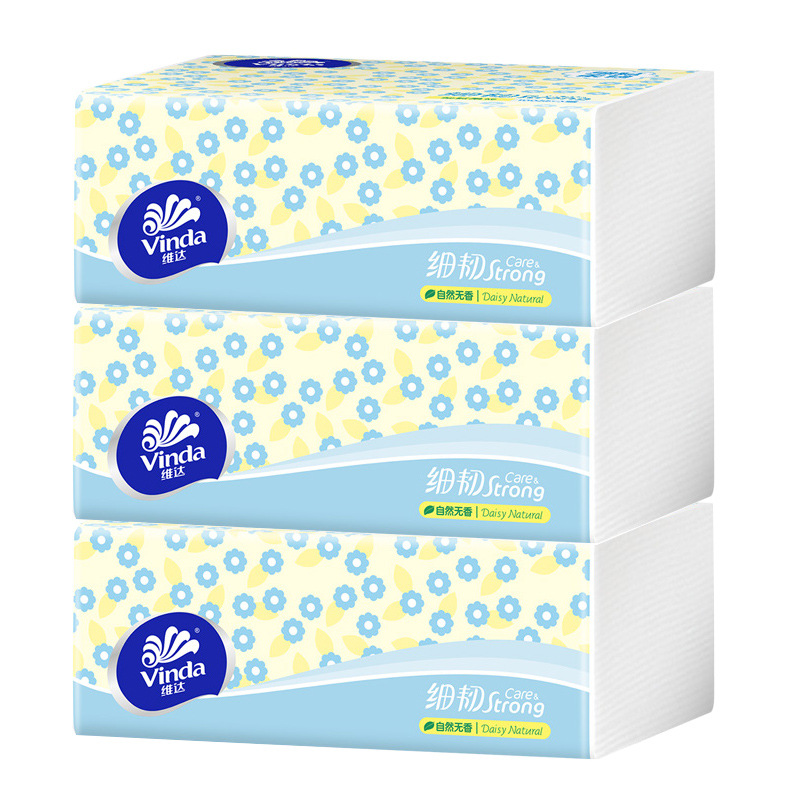 Vinda Tissue Paper Cotton Tough and Unscented 3-Layer Facial Tissue Napkin XS Size Dropshipping Household Tissue Factory Wholesale