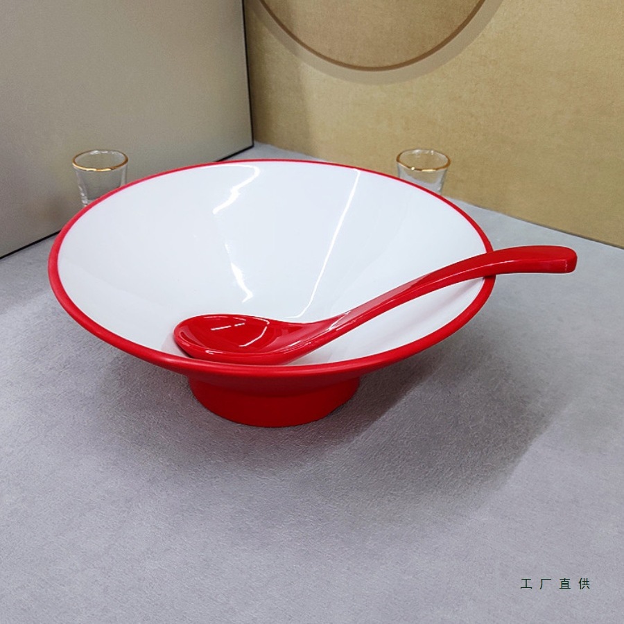 10-Pack of Shatter-Resistant Melamine Spoons for Commercial Use, Long-Handle Turtle Shell Spoons for Rice Noodles, Ramen, and Spicy Hot Pot Soup