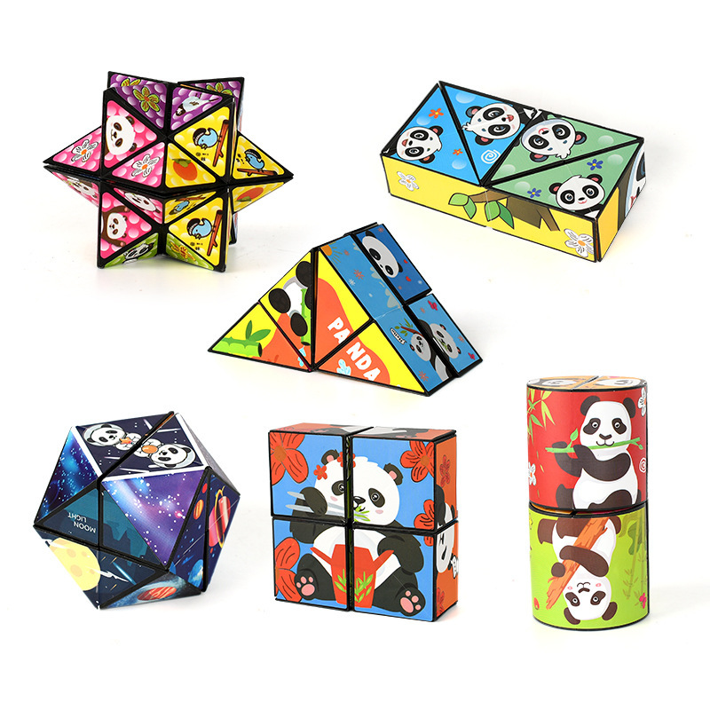 Versatile 3D Panda Geometric Magic Cube Cross-Border Tiktok Stress Relief Toy 3D Infinite Magic Cube Children's Educational Toy