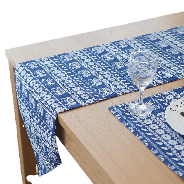 Customized Foreign Trade Cotton and Linen Table Runner HD Digital Printing Living Room Tea Table Decoration Waterproof Erasable Double Layer Pastoral Cloth