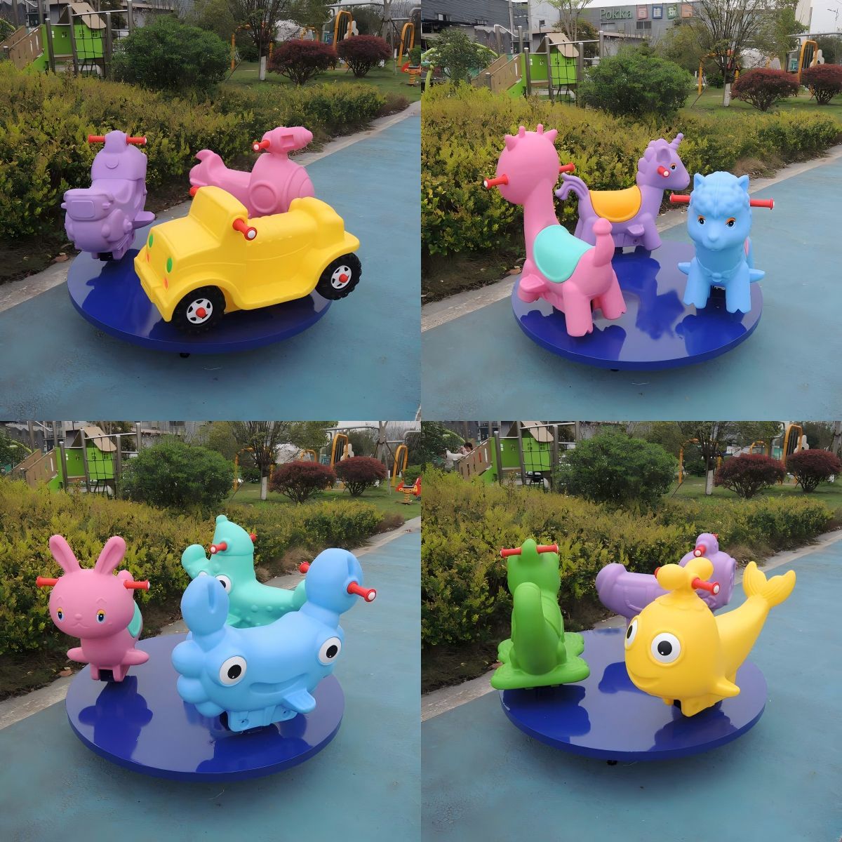 Kindergarten Four-Person Swivel Chair Outdoor Playground Park Community Small Cartoon Multi-Person Rotating Children's Rotating Equipment