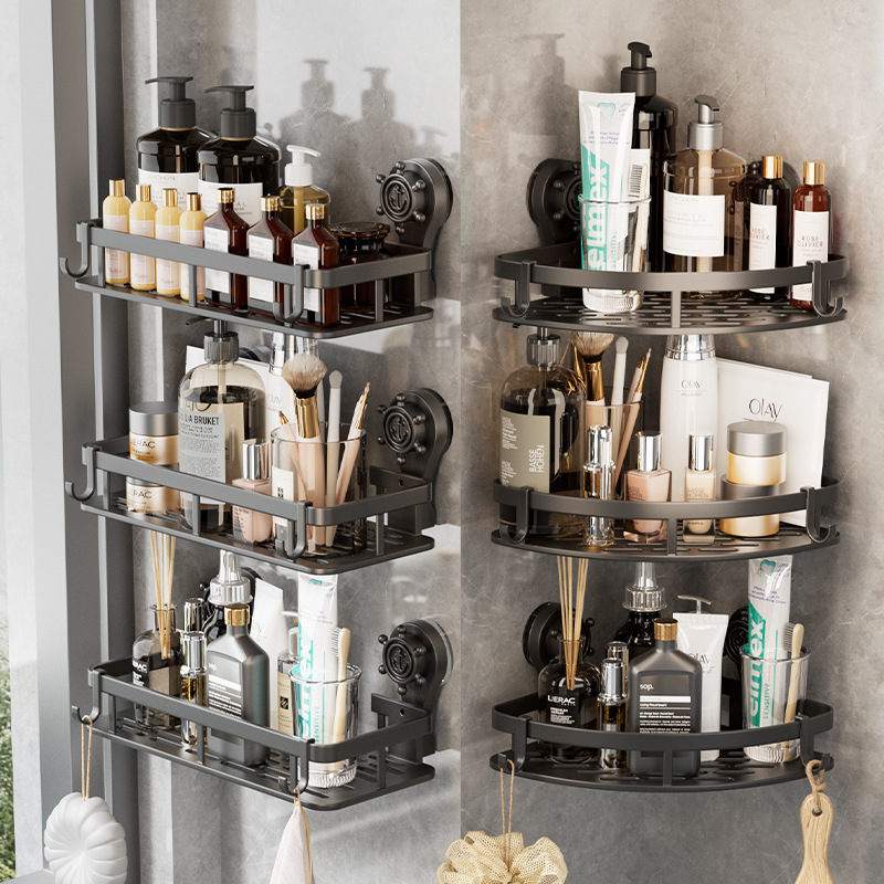 Настенный стеллаж для туалета с присоской, без сверления, для ванной, раковины и хранения