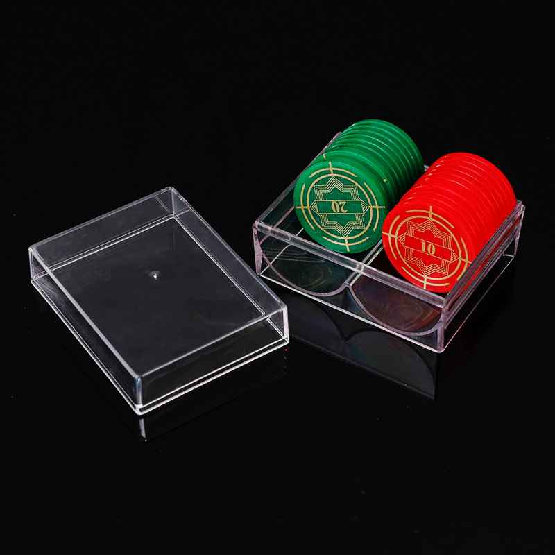 Plastic chip token mahjong Baccarat chess and card room token acrylic box Texas poker suit no value