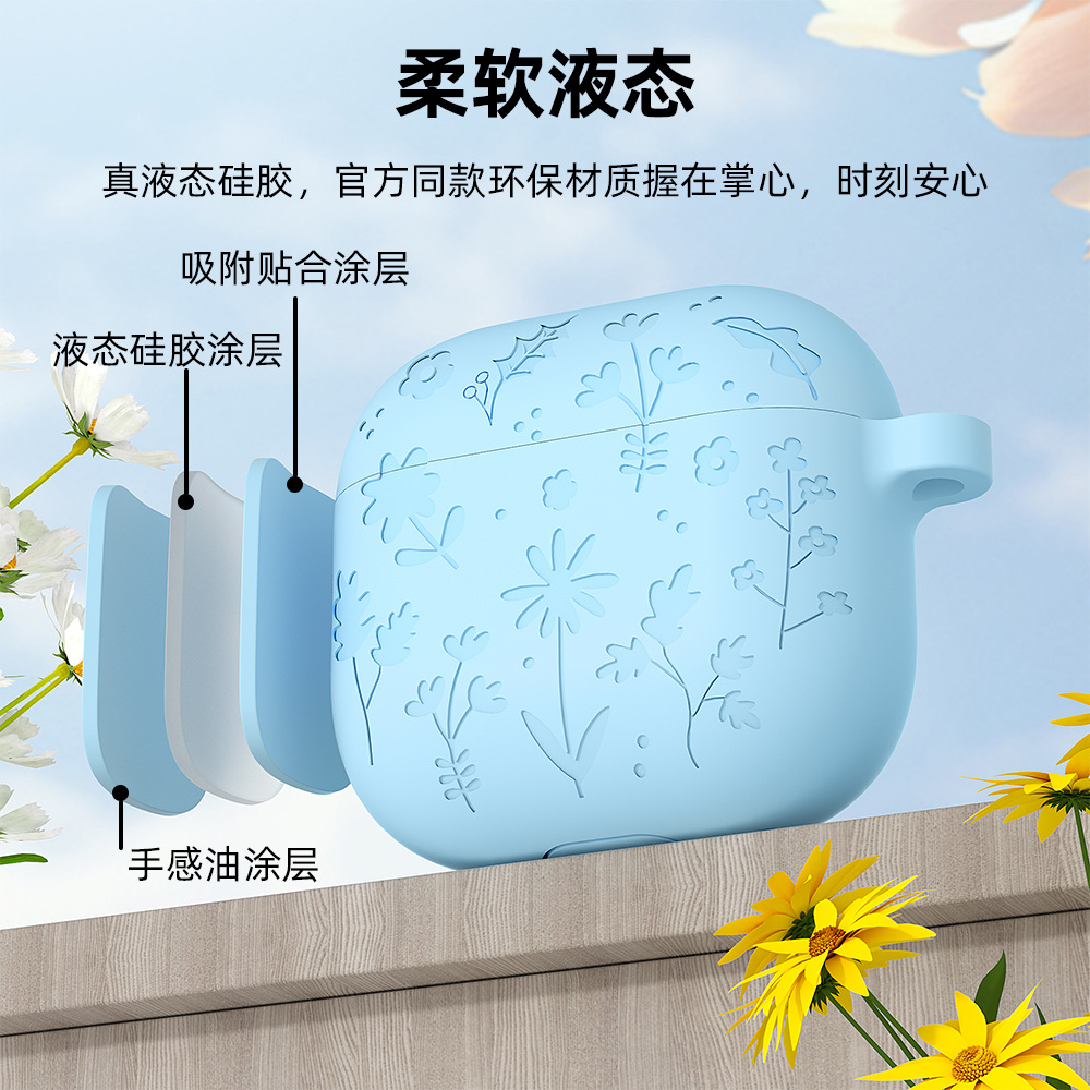 Suitable for Airpods4 Earphone Case, Pure Color Silicone Apple Bluetooth Soft Shell, Airpodspro3 Earphone Protective Case