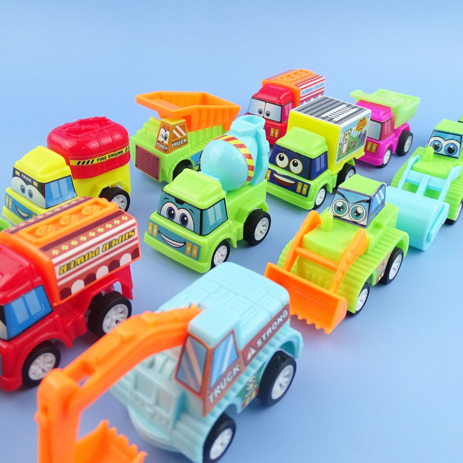 Children's Pull-Back Car Cartoon Engineering Vehicle Kindergarten Boy Small Gift Candy Toy Cross-Border Factory Direct Supply