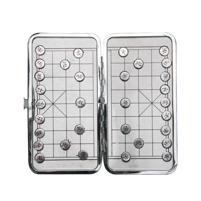 Factory wholesale magnet chess trumpet outdoor mini portable magnetic folding chess Chinese chess Stainless Steel chess