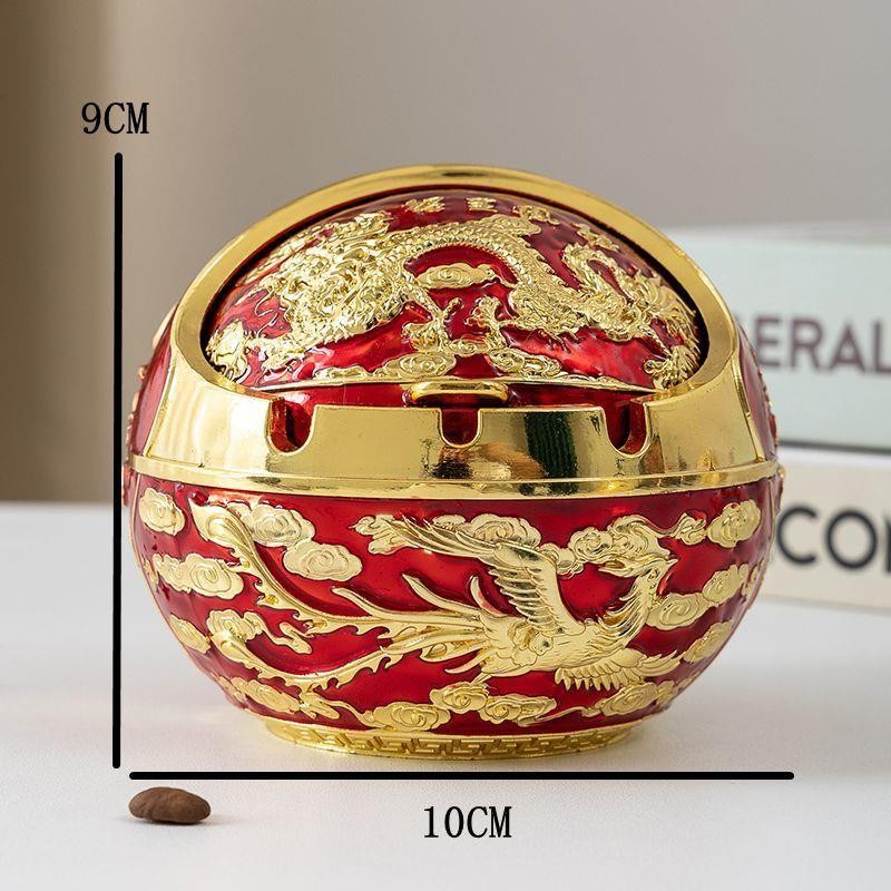 Windproof Ashtray with Cover and Fall-Resistant European-Style Home Living Room Coffee Table Large Retro Creative Stylish Cigarette Exquisite Ashtray