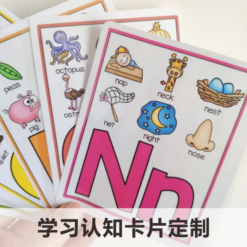 Foreign Trade Cross-Border English Word Cards, Educational Cards, Early Education Literacy Cards, Customized Cognitive Cards, Flash Cards, Amazon
