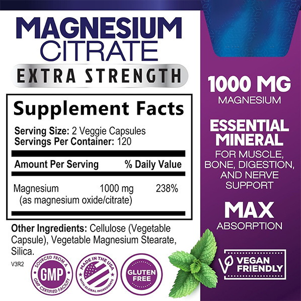 In Stock with Free Shipping Amazon Cross-Border Popular Magnesium Citrate Capsules Magnesium Citrate Source Factory