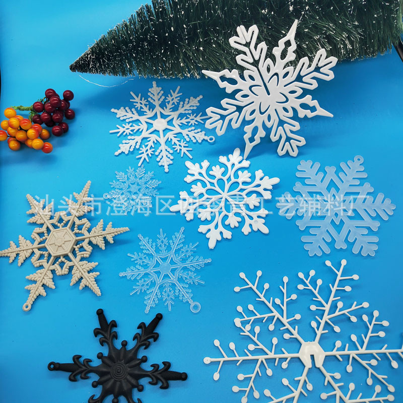 Рождественские снежинки, украшения для Рождества, пластиковая большая снежинка для елки, подвеска для магазина, витрины