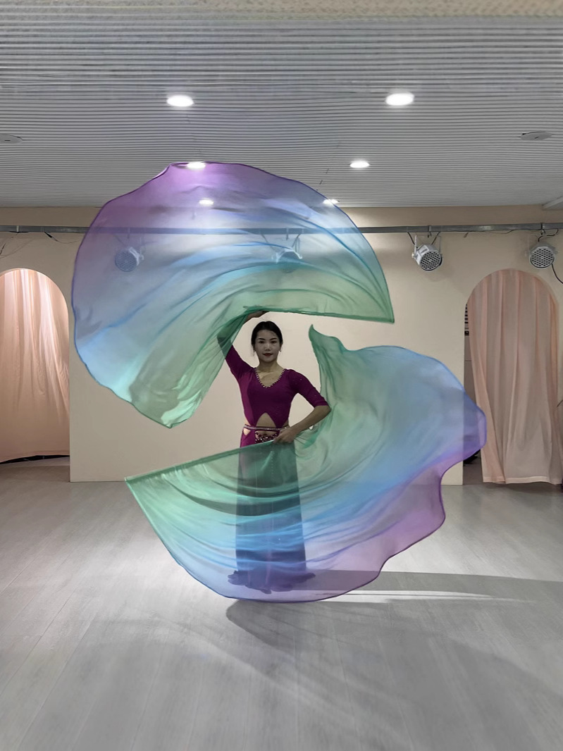 Classic Stage Performance Clothing Gradient Semicircle Flag Colorful Gauze Scarf Praise Flag Sports Meeting Prayer Flag Manufacturer Wholesale