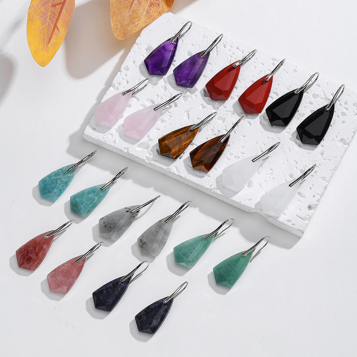 Zhuhang Jewelry Cross-Border Popular Natural Crystal Earrings Amethyst Earrings Faceted Diamond Earrings Jewelry Wholesale