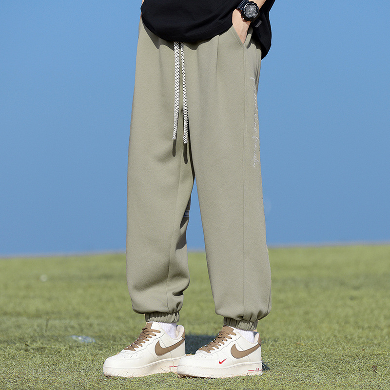 American casual pants men's loose ankle-tied plus size sports trousers 2024 new spring fashion brand sweatpants men