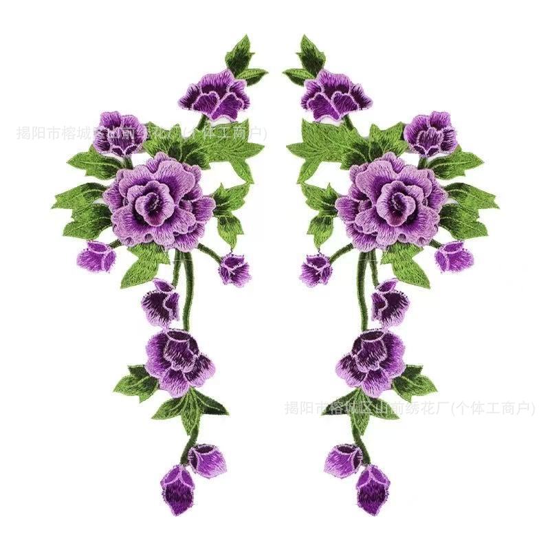 Water soluble three-dimensional embroidery DIY cloth stickers color peony hollow clothing accessories patch cheongsam stickers embroidery corsage