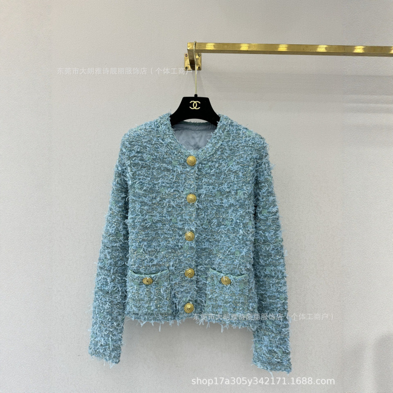 2024 Autumn/Winter Socialite Style Light Luxury Metal Buckle Gentle Age-Reducing Short Slim Fit Chanel-Inspired Jacket