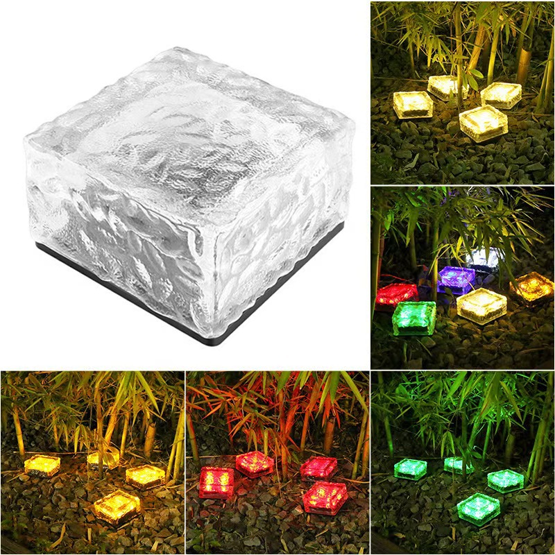 Outdoor Solar Ice Brick Lamp Led Floor Tile Square Underground Lamp Courtyard Rainproof Lawn Layout Decorative Underground Lamp