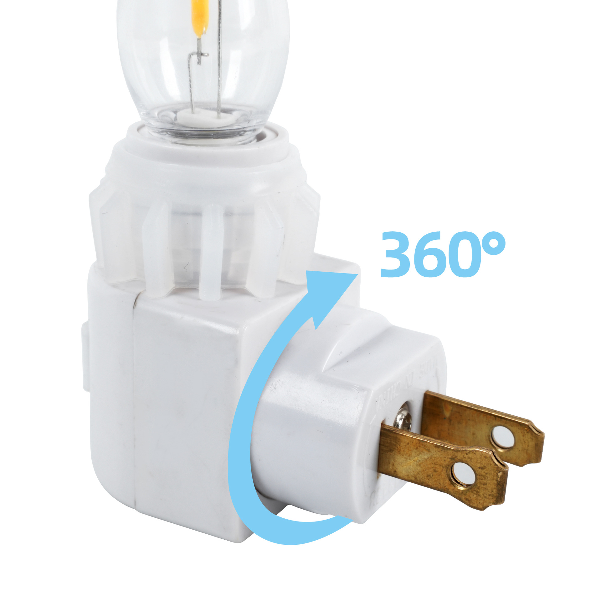 Ul 120V 60Hz 7W Max 360 °   Rotating Night Light Lamp Holder with High Ferrule
